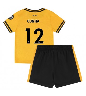 Wolves Matheus Cunha #12 Primera Equipación Niños 2024-25 Manga Corta (+ Pantalones cortos)